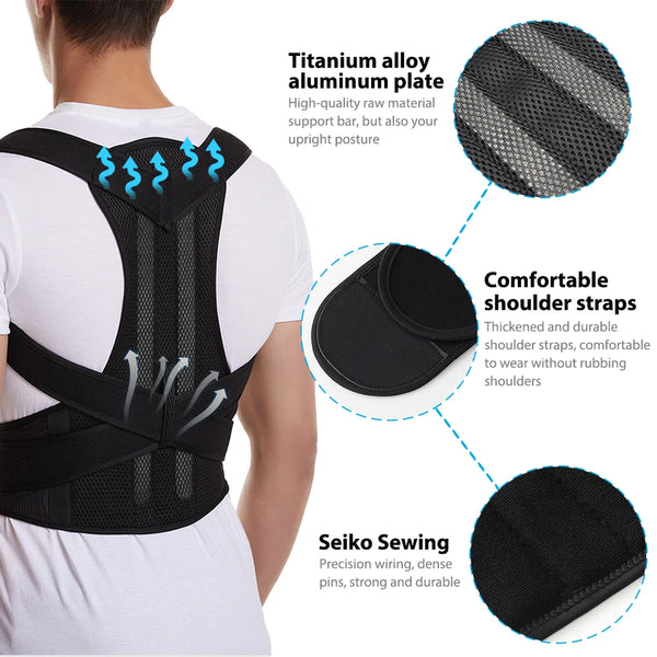 Revolutionary Back Brace Posture Corrector for Men and Women - Adjustable Full Back Support for Ultimate Comfort and Alignment
